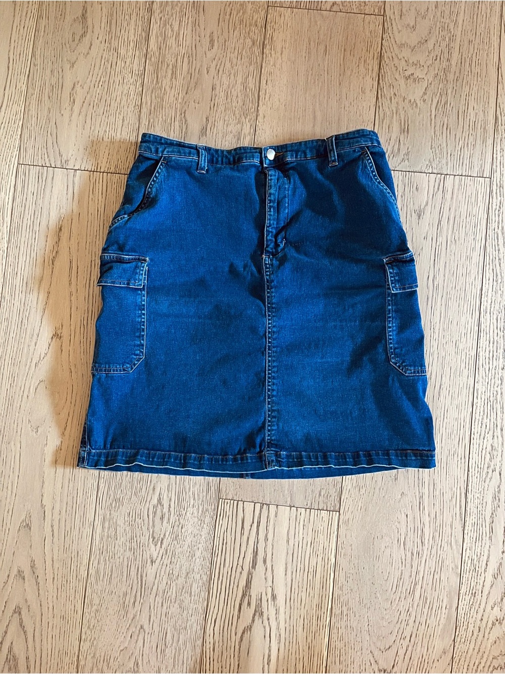90s Y2K Vintage Cherokee Denim Cargo Pocket Midi Skirt - Picture 2 of 6